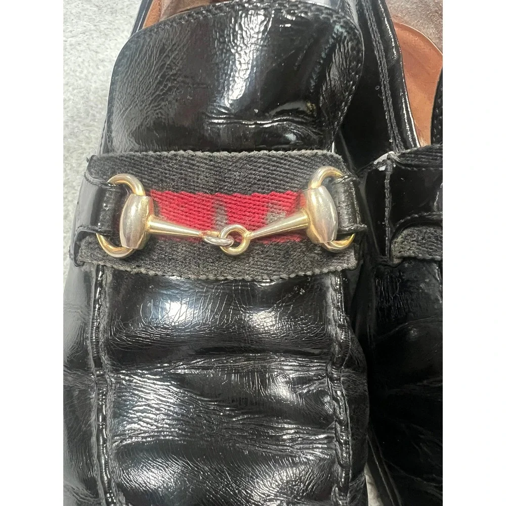 Gucci‎ Vintage Mens Horsebit Loafers Black Patent Leather Size 41.5 M Italy